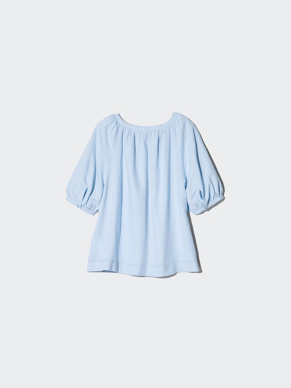 Linen Blend Volume Sleeve Blouse