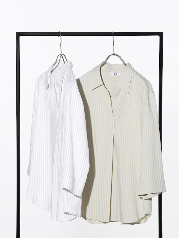 Rayon Skipper Collar Blouse | Striped
