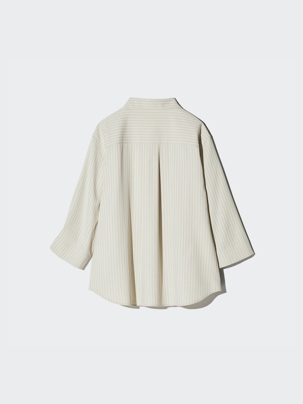 Rayon Skipper Collar Blouse | Striped