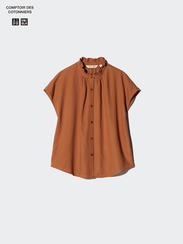 Linen Blend Frilled Blouse