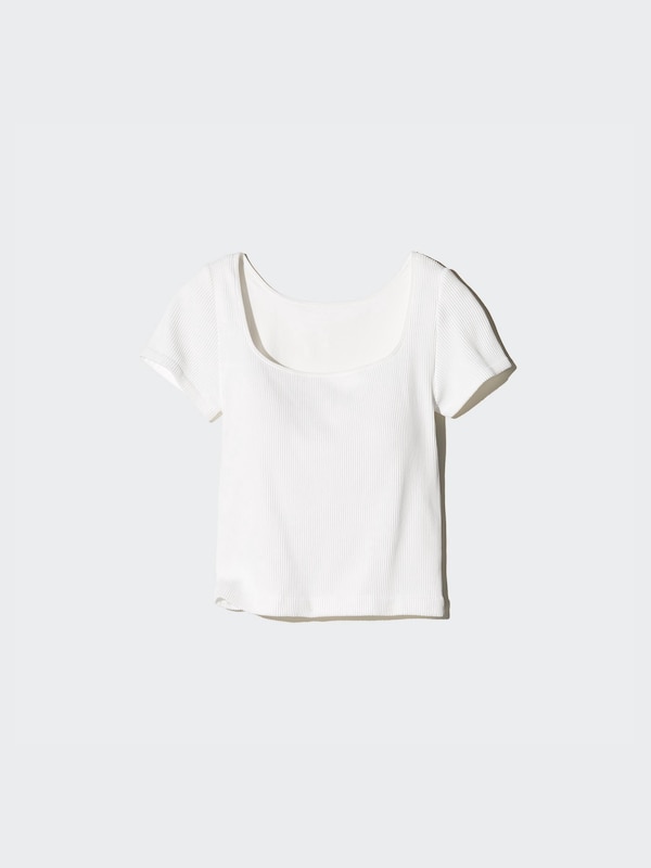 RIBBED SQUARE NECK CROPPED BRA T