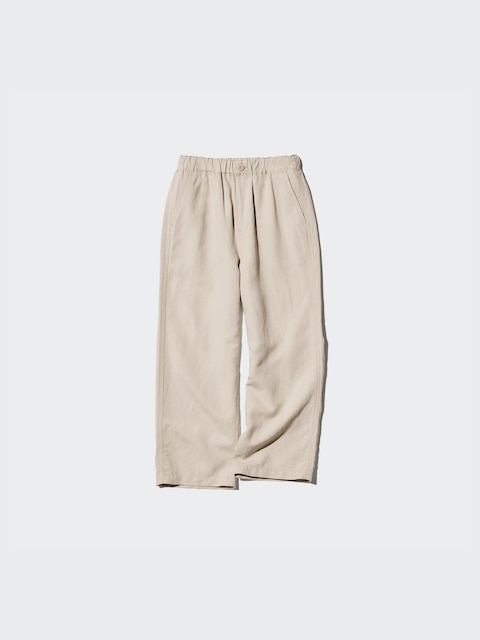 Uniqlo Beige - Wijde Easy Broek Van Linnenmix - 13 Jaar (160Cm)