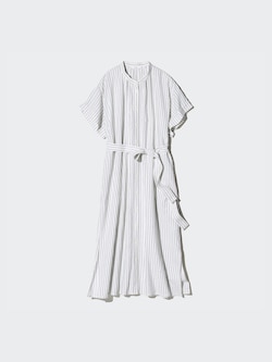 Women's Linen Blend Relaxed Dress | Striped | UNIQLO US