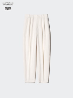 Linen Blend Barrel Leg Trousers