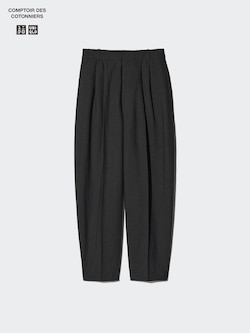 Linen Blend Barrel Leg Trousers