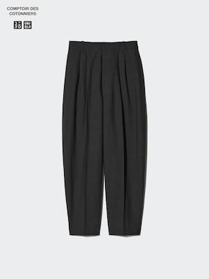 Linen Blend Barrel Leg Trousers
