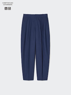 Linen Blend Barrel Leg Trousers