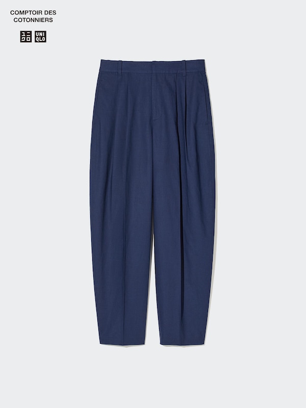 Linen Blend Barrel Leg Pants