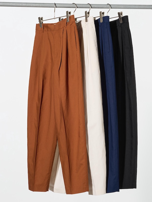 Linen Blend Barrel Leg Pants