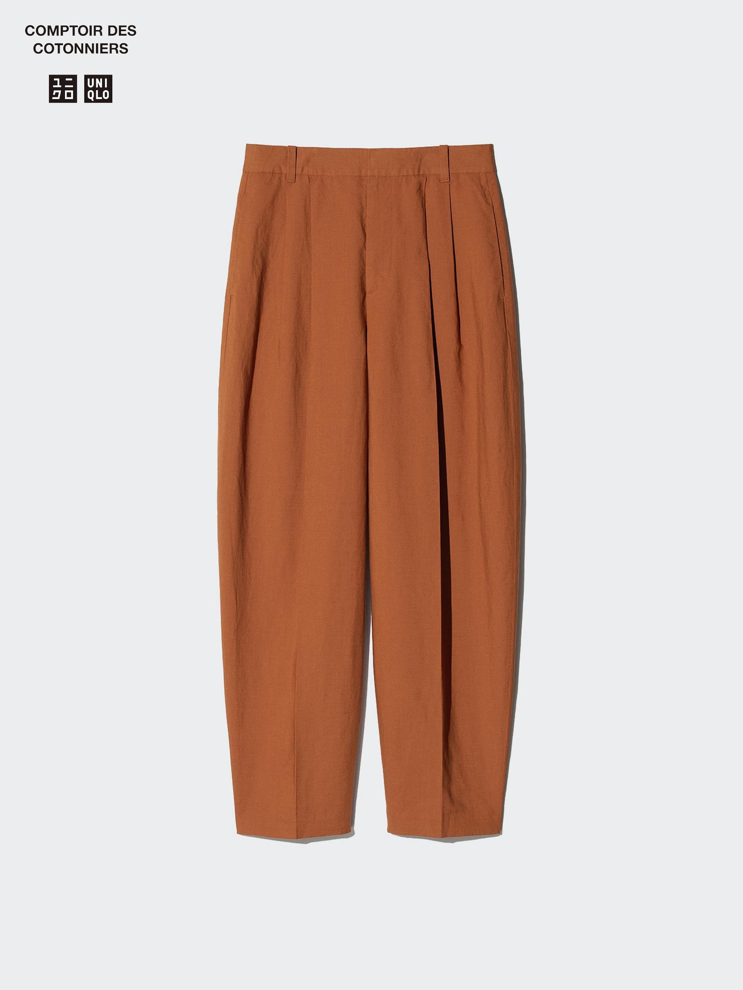 Linen Blend Barrel Leg Pants