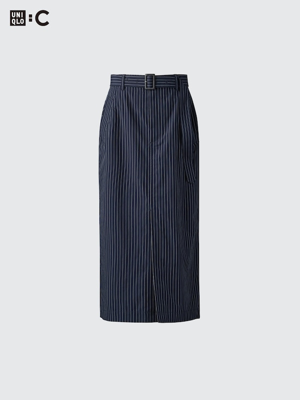 Belted Narrow Skirt | Striped