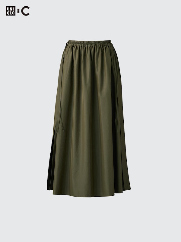 Gathered Long Slit Skirt