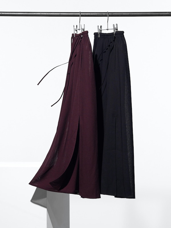 Mesh Gather Long Slit Skirt