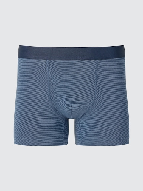 Трусы-боксеры для мужчин, хлопок, в полоску — Uniqlo, цвет: Синий