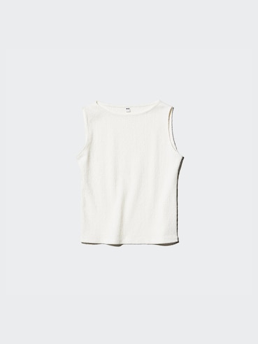 T-SHIRT FRONCÉ SANS MANCHES COL BATEAU