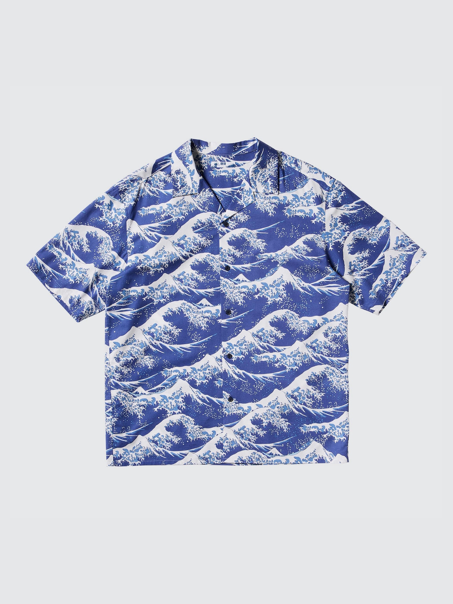 olduniqulo 青 fuckthisindustryユニクロ　SWAG Men's HOKUSAI BLUE Short Sleeved Shirt (Open Collar) | UNIQLO UK