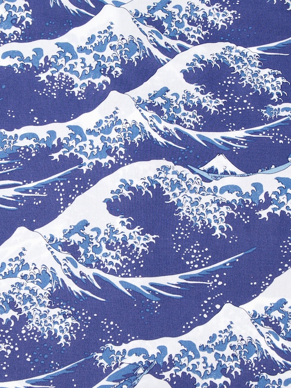HOKUSAI BLUE Short Sleeved Shirt (Open Collar)