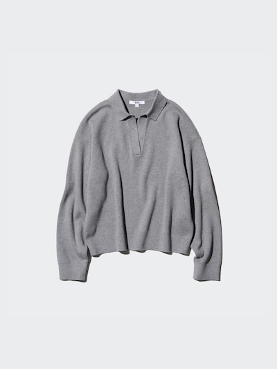 Smooth Cotton Relaxed Polo Sweater