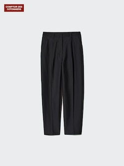 Twill Jersey Pleated Tapered Ankle Trousers