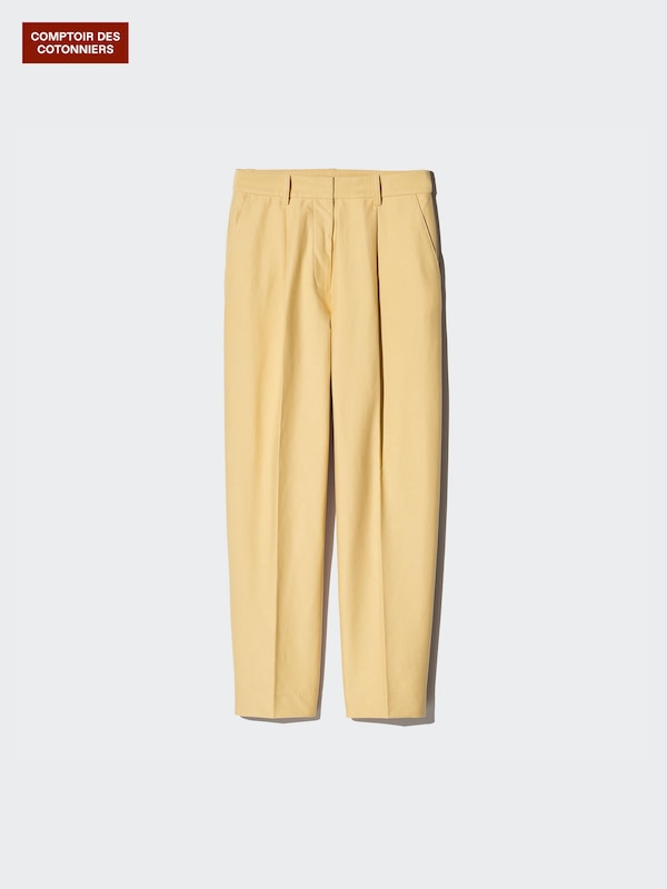 Twill Jersey Pleated Tapered Ankle Trousers