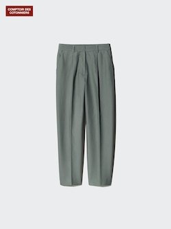 Twill Jersey Pleated Tapered Ankle Trousers