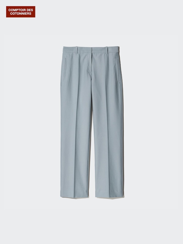 Twill Jersey Slim Straight Trousers