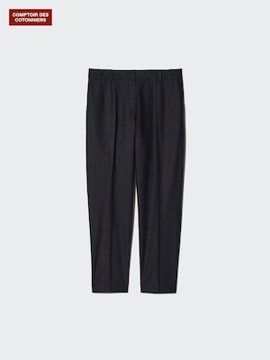 Linen Cotton Tapered Ankle Trousers