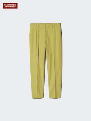 Linen Cotton Tapered Ankle Trousers