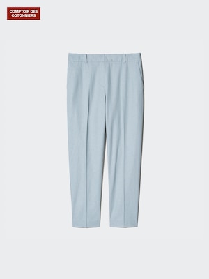 Linen Cotton Tapered Ankle Trousers