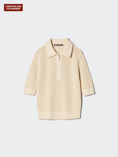 Cotton Open Zip Short Sleeve Polo Jumper
