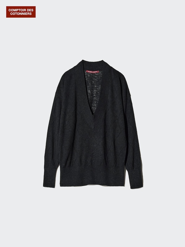 Linen Rayon V Neck Jumper