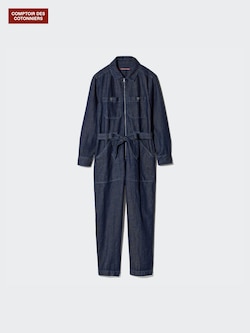 Cotton Linen Blend Denim Jumpsuit