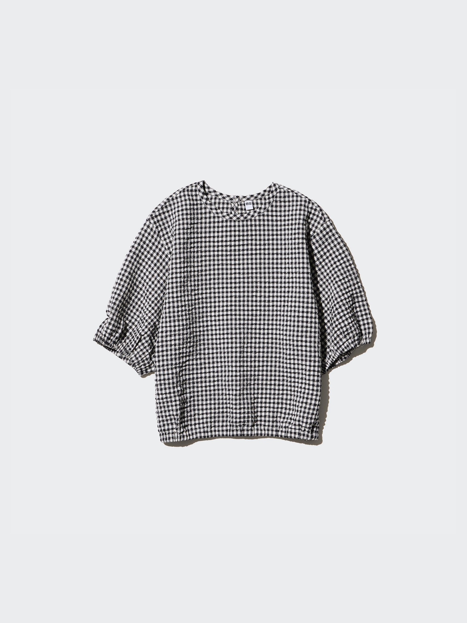Seersucker Volume Blouse | Gingham