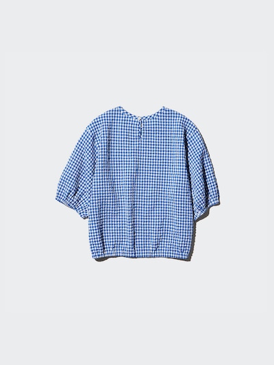 Seersucker Volume Blouse | Gingham