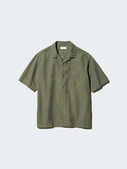 Cotton Linen Open Collar Shirt | Short Sleeve