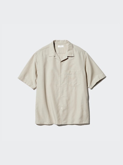 Cotton Linen Open Collar Shirt | Short Sleeve