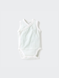 Baby Cotton Mesh Inner Bodysuit | Striped | Open Front