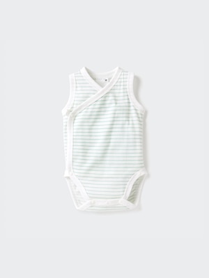Baby Cotton Mesh Inner Bodysuit | Striped | Open Front