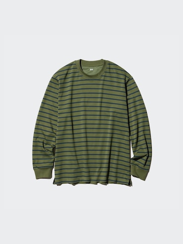AIRism Cotton Striped T-Shirt Long Sleeve