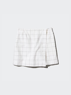 Linen Blend Skort (Windowpane Check)