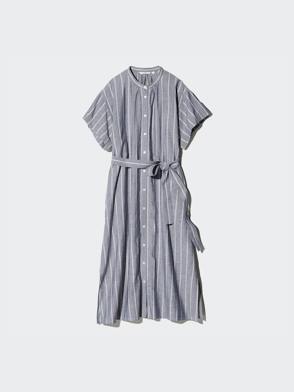 Linen Blend Relaxed Dress | Striped
