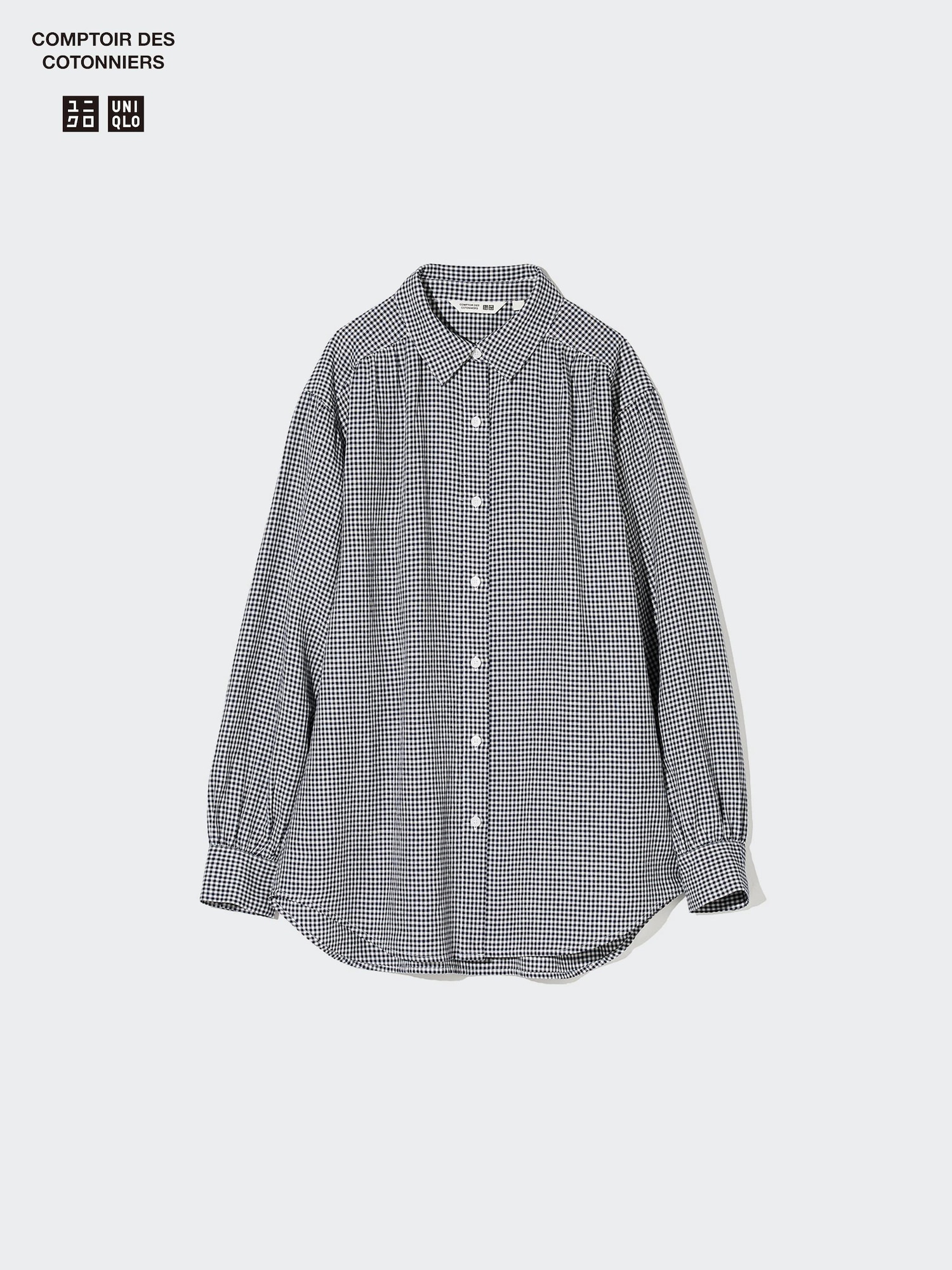 マスオ　　 　COTTON LINEN GINGHAM SHIRT マスオ COTTON LINEN GINGHAM SHIRT | Blue & White Gingham