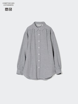 Linen Blend Oversized Shirt (Gingham)