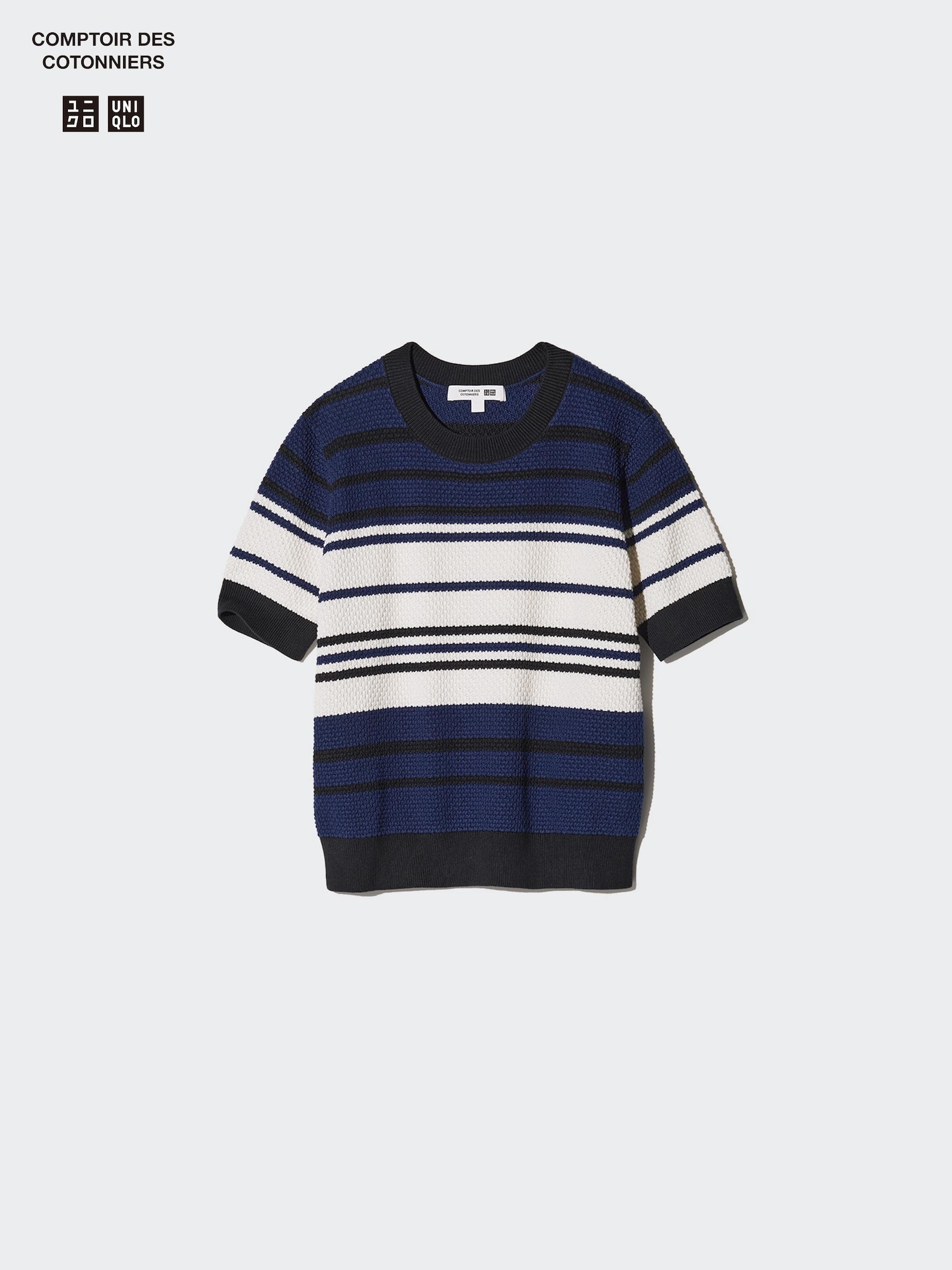 Cotton Popcorn Sweater | Short Sleeve | Striped | UNIQLO US Cotton Popcorn Sweater | Short Sleeve | Striped | UNIQLO US