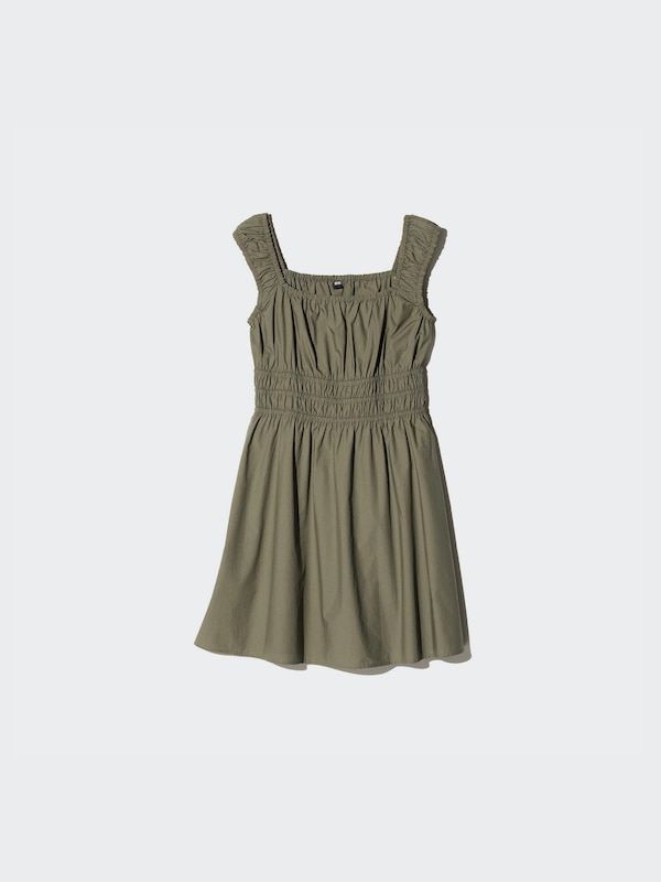Cotton Gathered Mini Dress