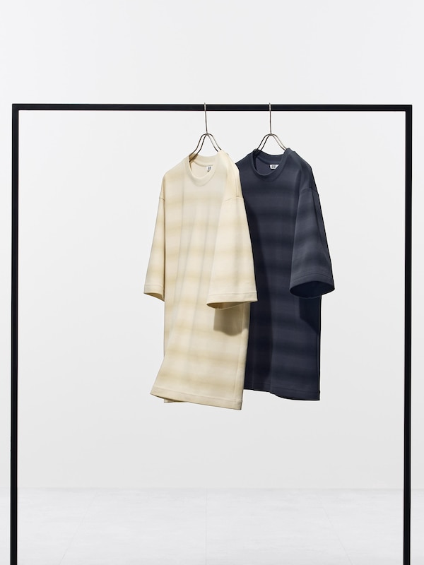 AIRism Cotton Oversized T-Shirt | Half Sleeve | Striped