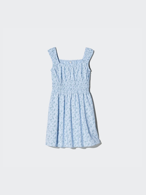 COTTON GATHERED SLEEVELESS MINI DRESS