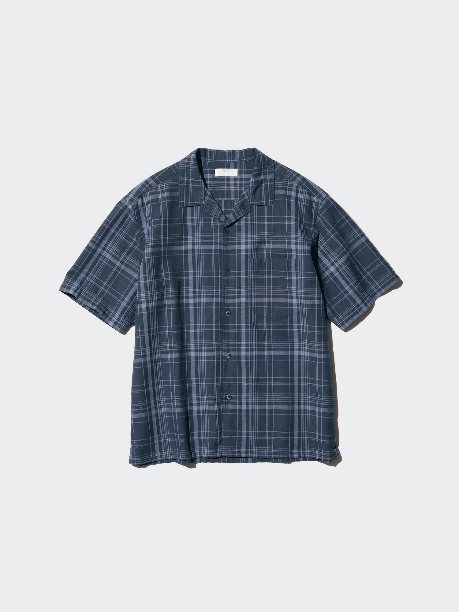 Unisex Cotton Linen Open Collar Shirt | Short Sleeve | Checked
