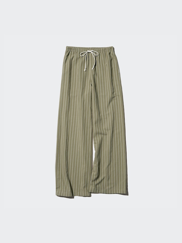 Linen Blend Easy Trousers (Stripe, Longer)