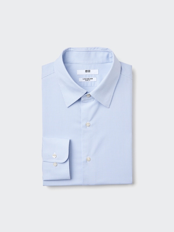 Chemise sans repassage coupe Slim (Col classique, Carreaux)